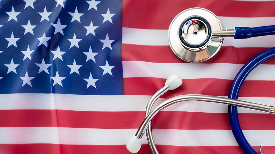 US flag and stethoscope 